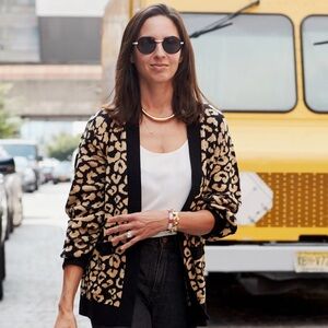 Popsugar Leopard Print Boxy Open-front Cardigan